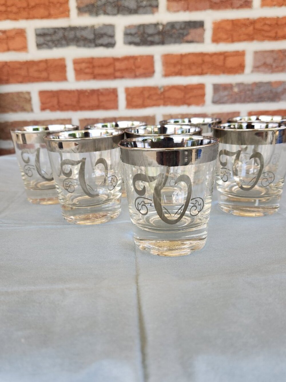 Vintage Monogrammed Old Fashioned Cocktail Glasses - 8